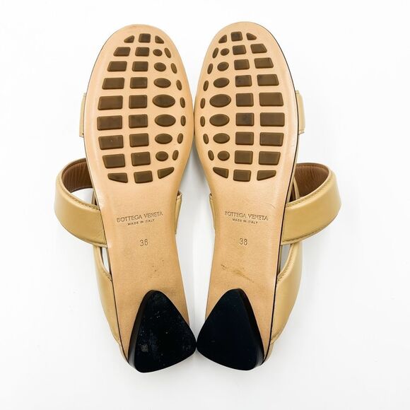 Bottega Veneta Neutral Leather Slides Sandals Flats EU 38 US 8 - Picture 8 of 11